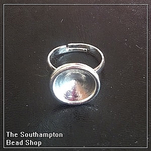 14mm Rivoli ring base - silver plated